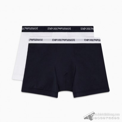 Quần lót nam Emporio Armani Essentials Stretch Cotton Boxer Brief 2-pack White/Marine